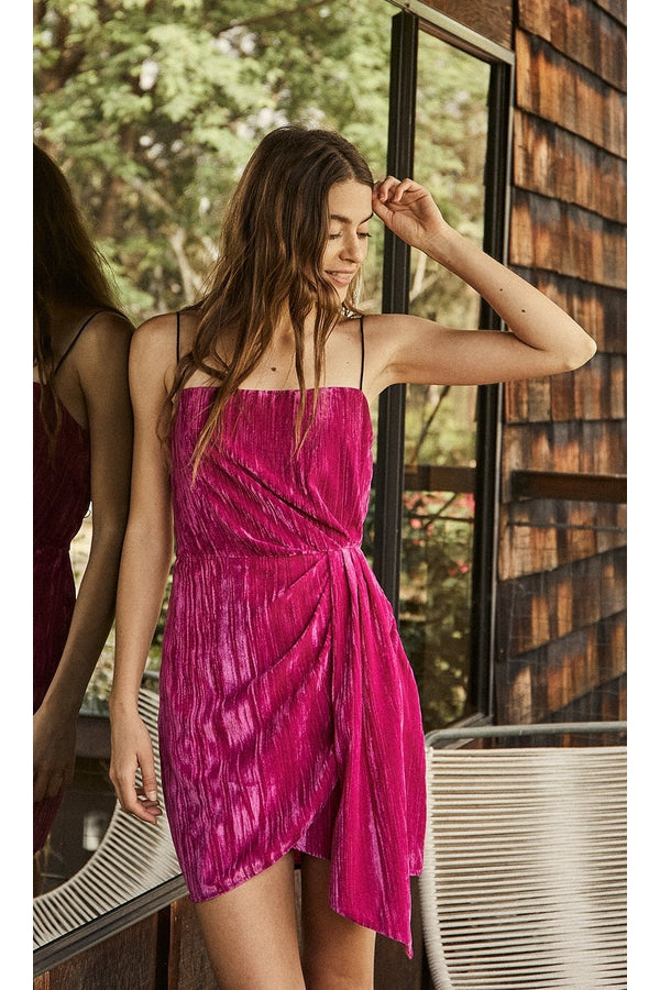 Aurelie Hot Pink Velvet Mini Dress ...